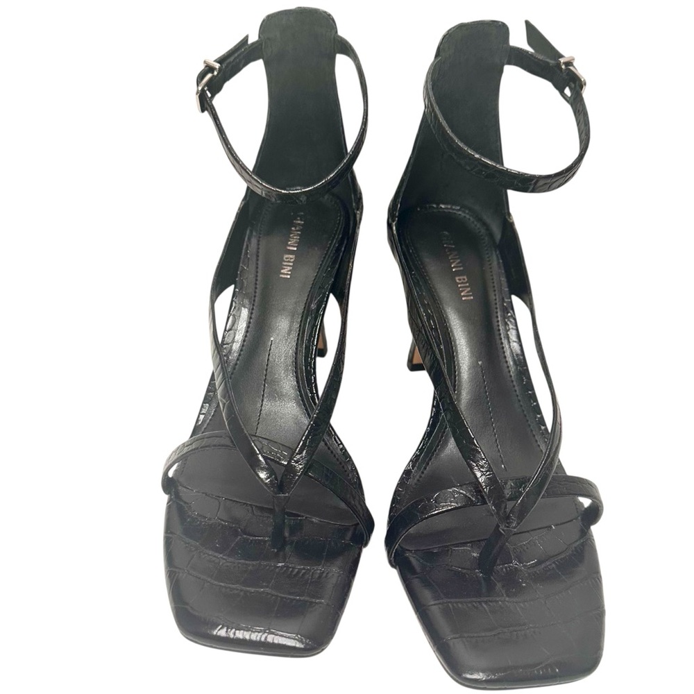 Gianni Bini Black Croc-Embossed Heels